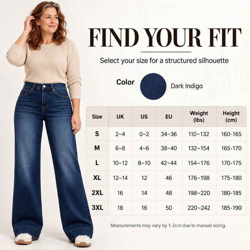Women's High Waist Thermal Wide-Leg Jeans
