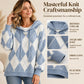 💖Black Friday Mega Deal – 50% off!💖Women's Casual Argyle Hooded Sweater