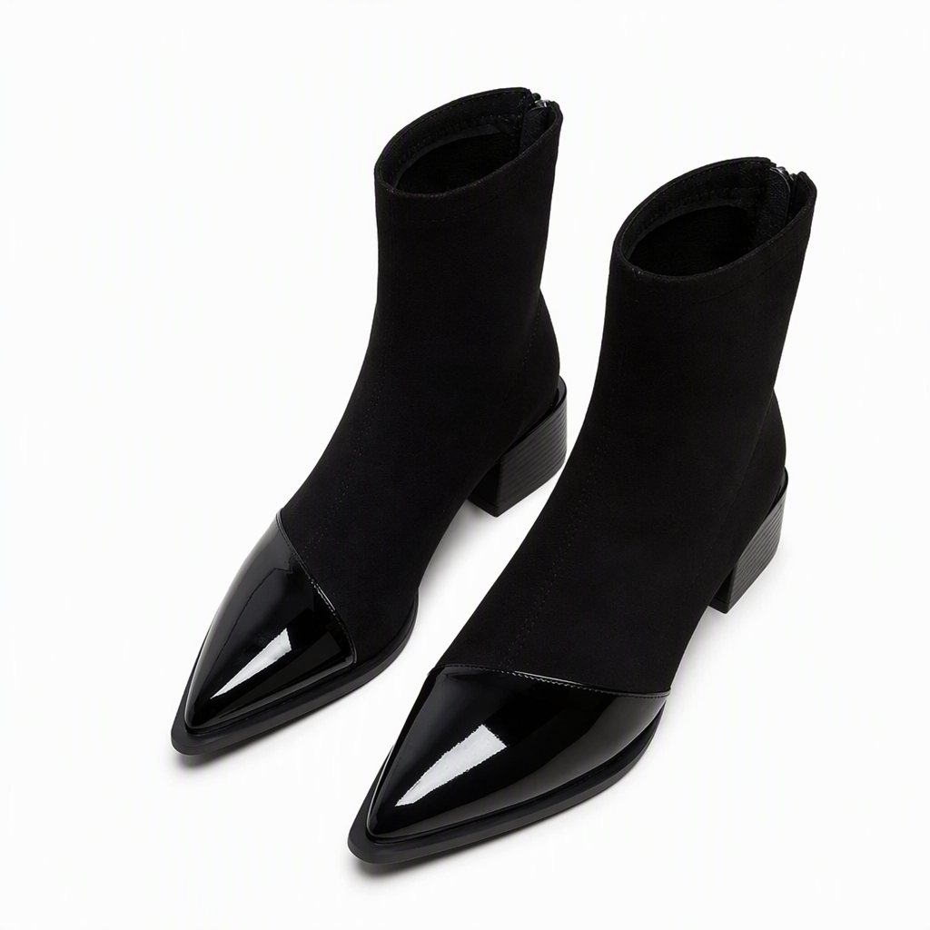 Women's French Style Pointed Toe Ankle Boots Slim Fit Elegant Short Boots for Spring and Autumn