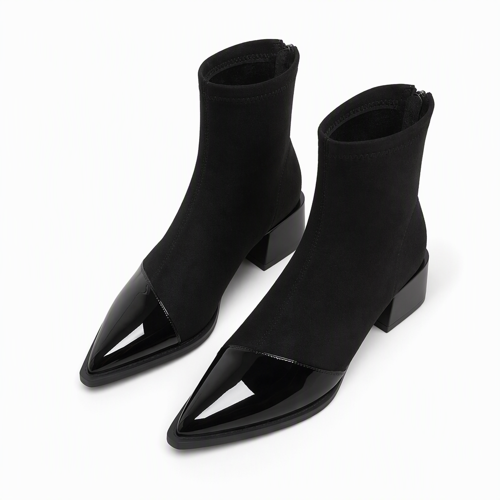 Women's French Style Pointed Toe Ankle Boots Slim Fit Elegant Short Boots for Spring and Autumn