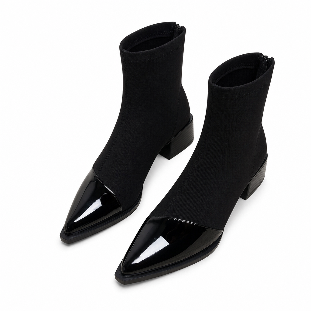 Women's French Style Pointed Toe Ankle Boots Slim Fit Elegant Short Boots for Spring and Autumn