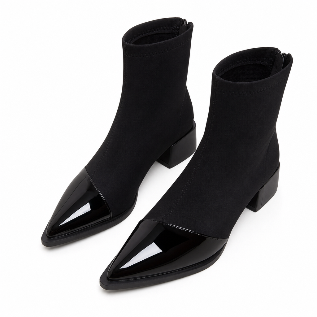Women's French Style Pointed Toe Ankle Boots Slim Fit Elegant Short Boots for Spring and Autumn
