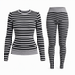 Women's Striped Color Block Crew Neck Long Sleeve Top and Pants Slim Fit Casual Loungewear Workout Set