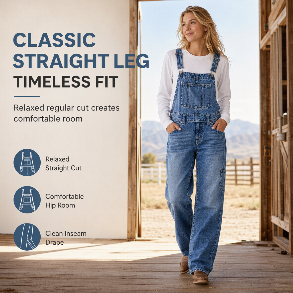 💖50% off!💖 👖Women's Stretchy Denim Overalls Wide Leg Jumpsuit with Adjustable Straps