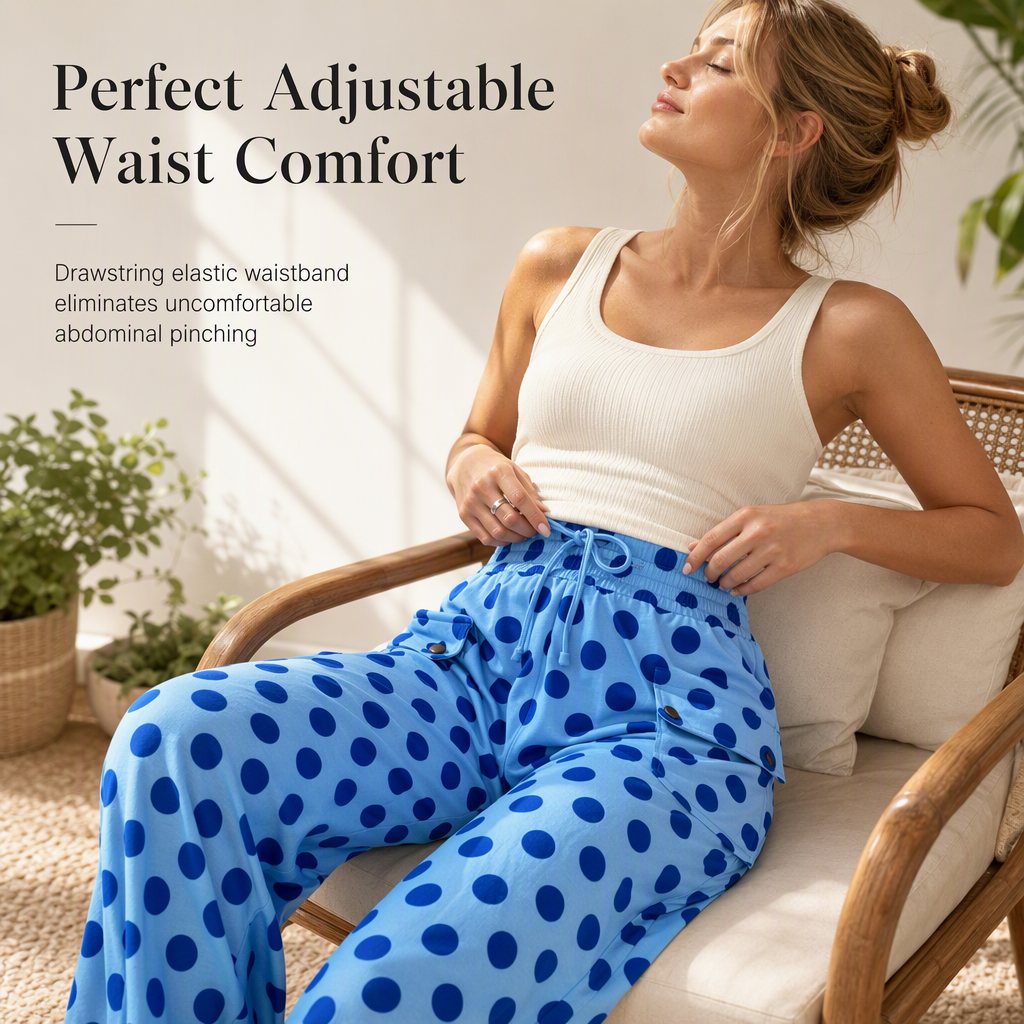 🌸Hot Sale 50% OFF💖Women's Casual Polka Dot Print Wide Leg Pants