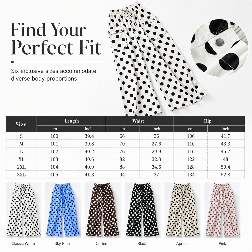 🌸Hot Sale 50% OFF💖Women's Casual Polka Dot Print Wide Leg Pants