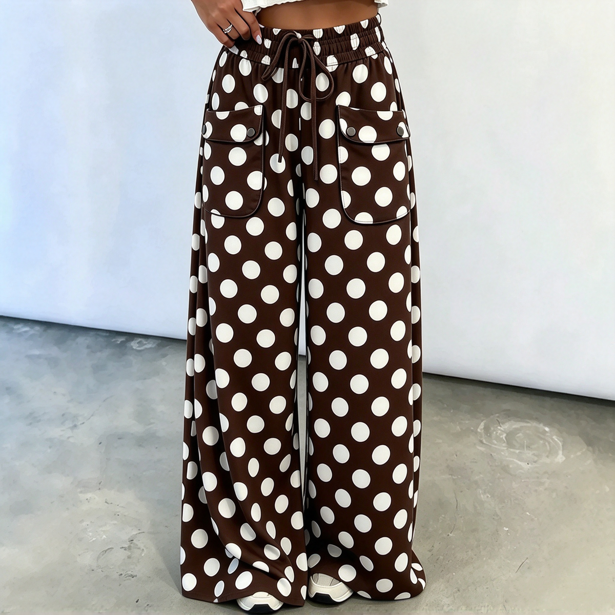 🌸Hot Sale 50% OFF💖Women's Casual Polka Dot Print Wide Leg Pants