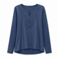 Women's Bohemian Lace V Neck Long Sleeve Loose Fit Blouse