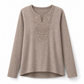 Women's Bohemian Lace V Neck Long Sleeve Loose Fit Blouse