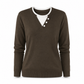 🌸Hot Sale 50% OFF💖Casual Mock Two Piece V Neck Knit Sweater with Button Details