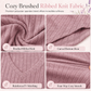 Women's Plus Size V Neck Long Sleeve Ribbed Brushed T-Shirt Loose Fit Solid Color Pullover Top