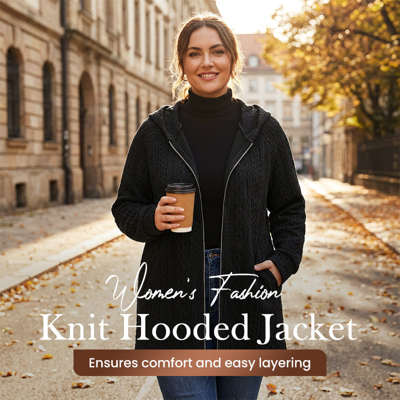 Casual Loose-Fit Cable Knit Hooded Jacket