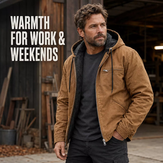 ⏰ Last Day of the Sale ✨Men’s Plush-Lined Hooded Work Jacket