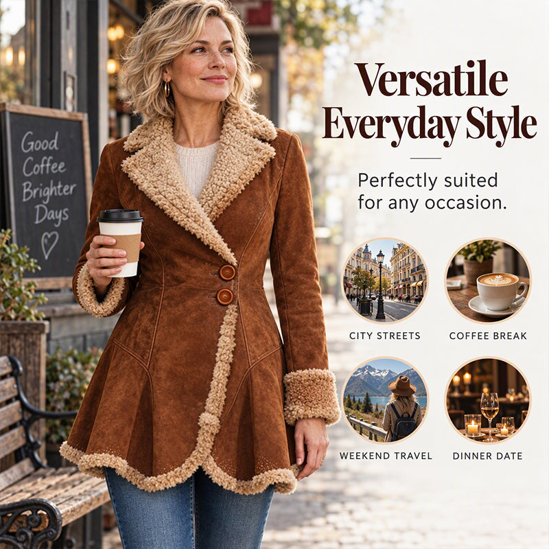 Women's Faux Suede Shearling Lined Jacket
