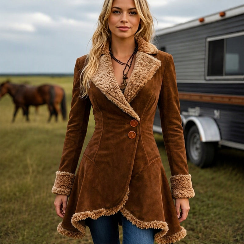 Women's Faux Suede Shearling Lined Jacket