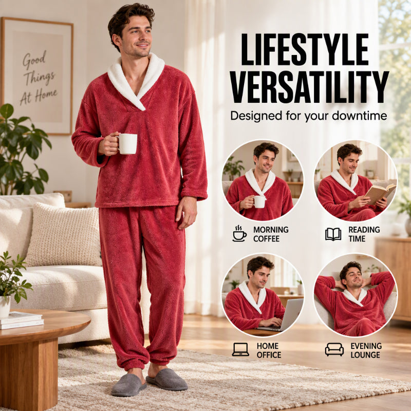 Men's Cozy Thermal Fluffy Pajama Set
