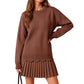 🏆 Bestseller – Extra Savings Now 👗 Women's Scallop Hem Sweater and Pleated Skirt Set ✨ scallop hem knit top, high waisted pleated skirt, 2 piece outfit set
