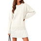 🏆 Bestseller – Extra Savings Now 👗 Women's Scallop Hem Sweater and Pleated Skirt Set ✨ scallop hem knit top, high waisted pleated skirt, 2 piece outfit set