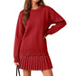 🏆 Bestseller – Extra Savings Now 👗 Women's Scallop Hem Sweater and Pleated Skirt Set ✨ scallop hem knit top, high waisted pleated skirt, 2 piece outfit set