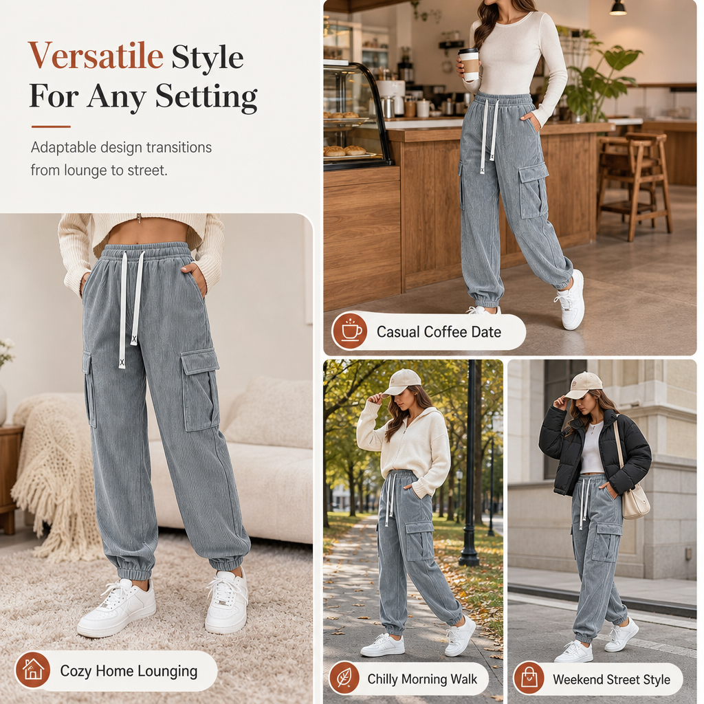 Women's Casual Corduroy Jogger Pants