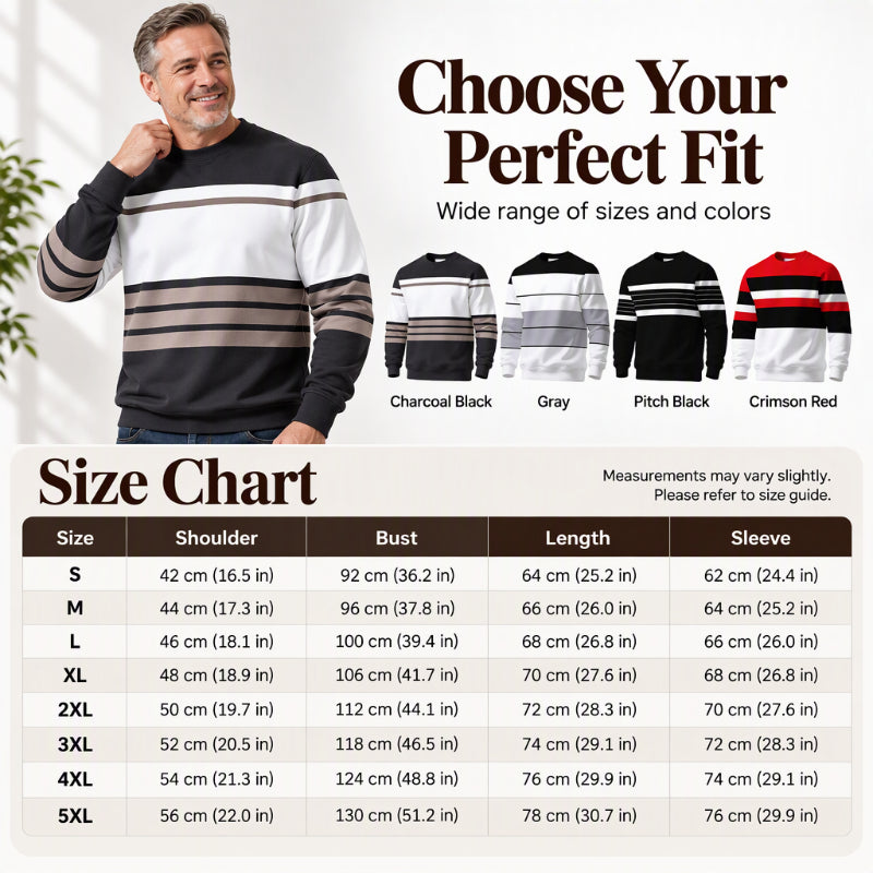 Men's Casual Crewneck Striped Sweatshirt