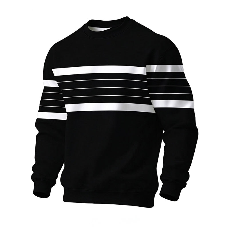 Men's Casual Crewneck Striped Sweatshirt