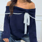 Women's Off The Shoulder Lace Trim Sweater