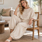 Women's Textured Batwing Sleeve Top & Lantern Pants Set