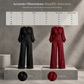Women's Two Piece Outfit Fall Winter Deep V Neck Lantern Sleeve Pleated Top and Wide Leg Pants with Pockets
