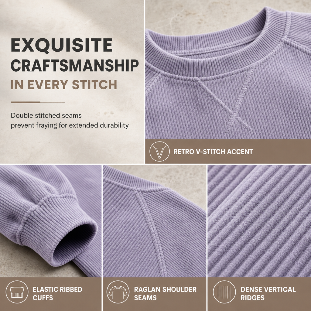 Men's Corduroy Crewneck Long Sleeve Pullover Sweatshirt