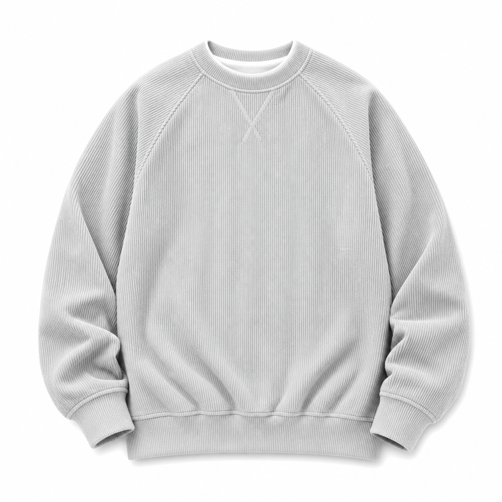 Men's Corduroy Crewneck Long Sleeve Pullover Sweatshirt