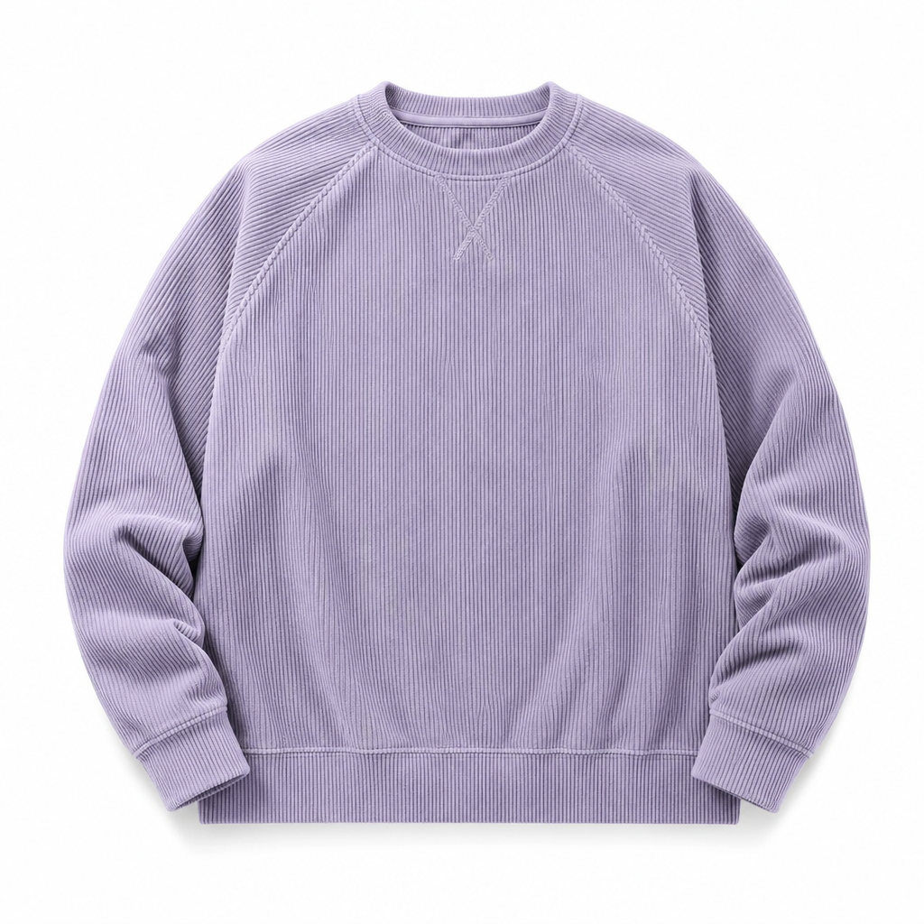Men's Corduroy Crewneck Long Sleeve Pullover Sweatshirt
