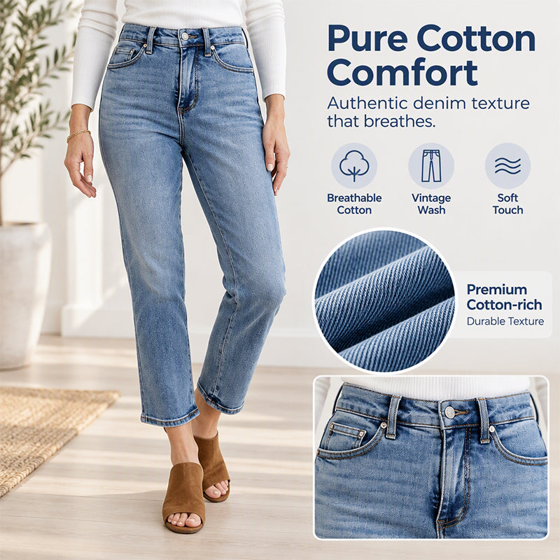 👖 Women's High-Waisted Cropped Straight-Leg Jeans