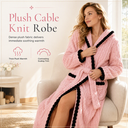 🎀 Thick Long Sleeve Knit Plush Bathrobe