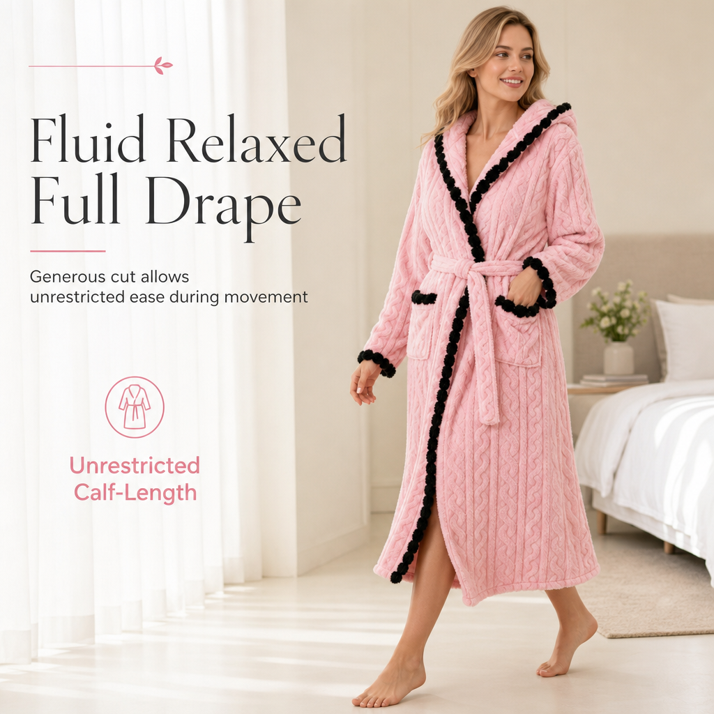 🎀 Thick Long Sleeve Knit Plush Bathrobe
