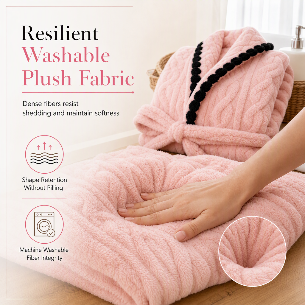🎀 Thick Long Sleeve Knit Plush Bathrobe