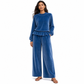 Women's Casual Two Piece Set Long Sleeve Top and Wide Leg Pants Autumn Winter Commuting Outfit