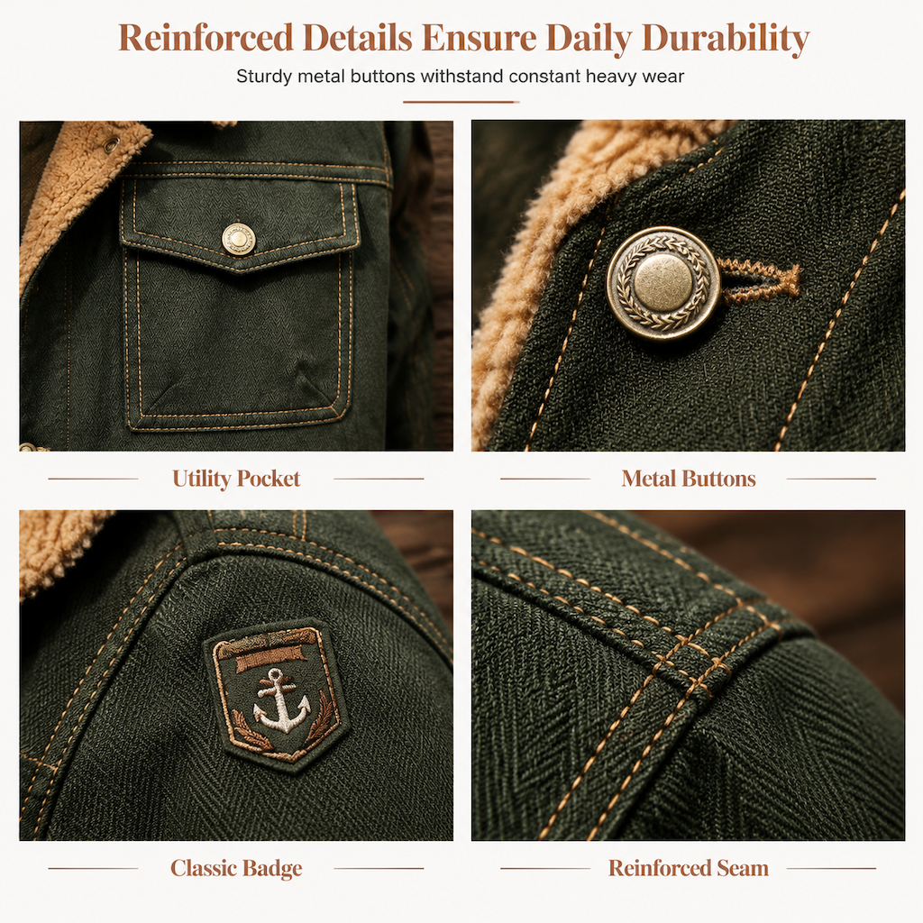 Men's Thick Fabric Lined Pure Cotton Casual Lapel Cargo Padded Coat