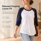 Women's Casual Loose Crew Neck Long Sleeve T-Shirt Color Block Pullover Top