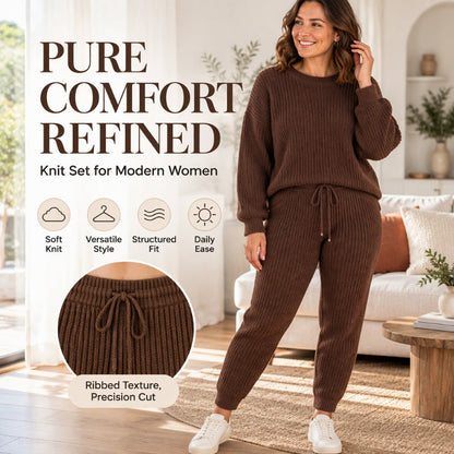 Women's Casual Ribbed Knitwear 2-Piece Set