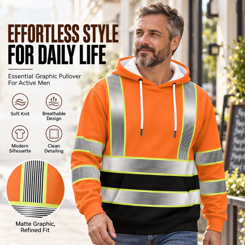 Men's High-Visibility Style Printed Hoodie