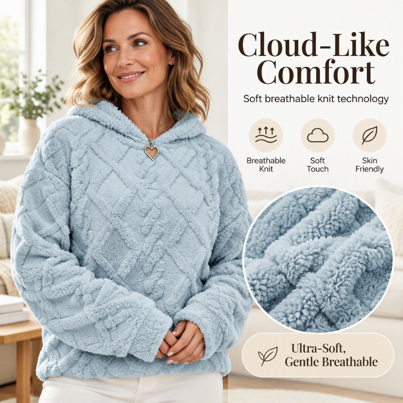 Women's Diamond Jacquard Plush Hooded Sweatshirt
