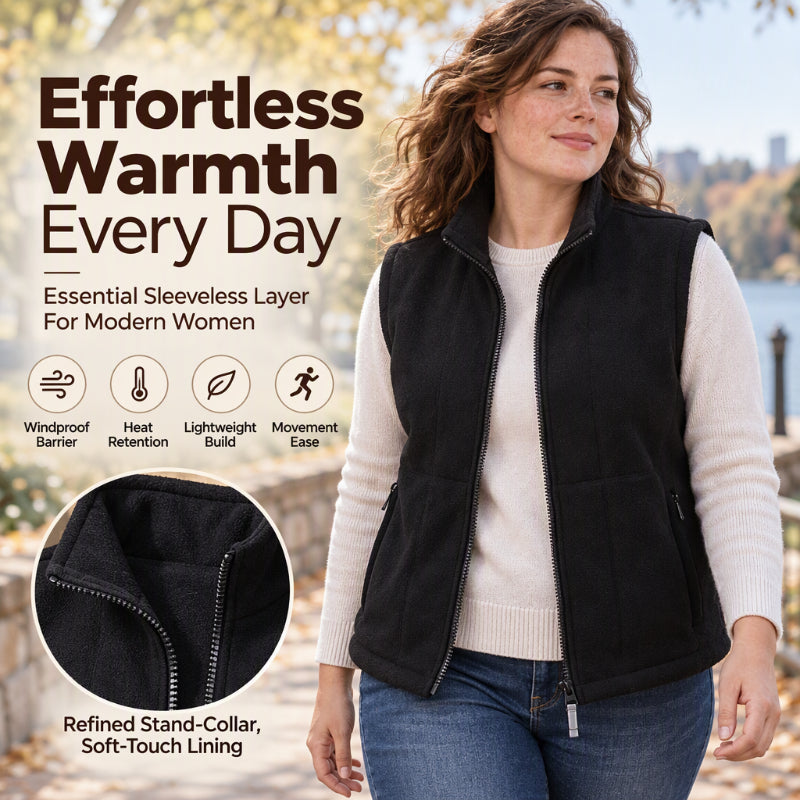 Women's Stand Collar Thermal Brushed Vest