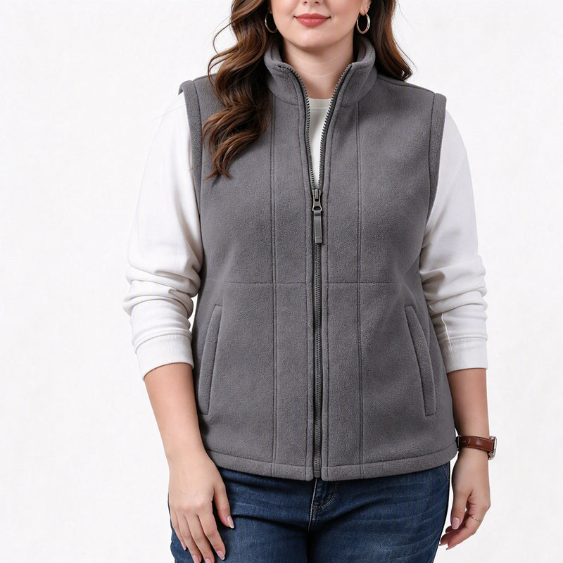 Women's Stand Collar Thermal Brushed Vest