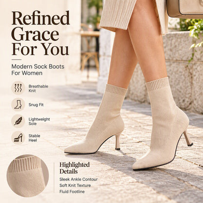 Women's Chic Pointed Toe Knit Stiletto Boots