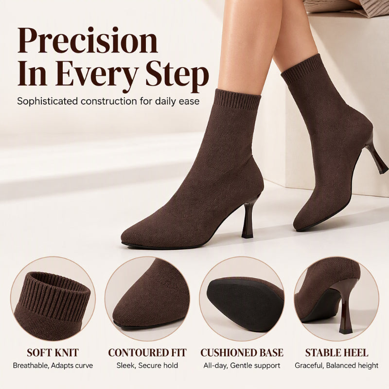 Women's Chic Pointed Toe Knit Stiletto Boots