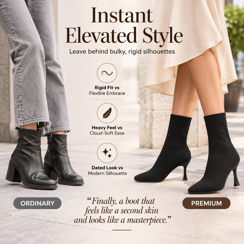 Women's Chic Pointed Toe Knit Stiletto Boots