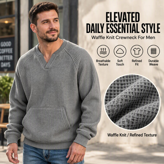 Men's Casual Waffle Knit Sweatshirt