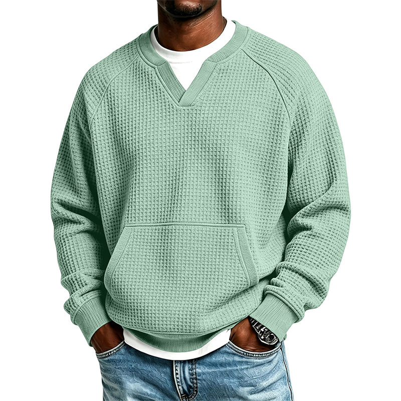 Men's Casual Waffle Knit Sweatshirt