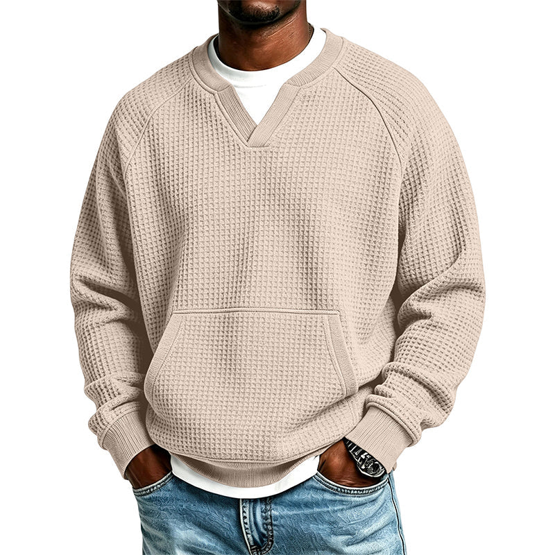 Men's Casual Waffle Knit Sweatshirt